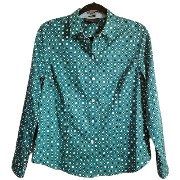 Jones New York Tops - 3/$15 Non-Iron PETITE RETRO PRINT BUTTON DOWN DRESS SHIRT